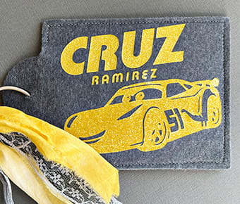 Luggage tag with Cruz Ramirez from Disney's Cars